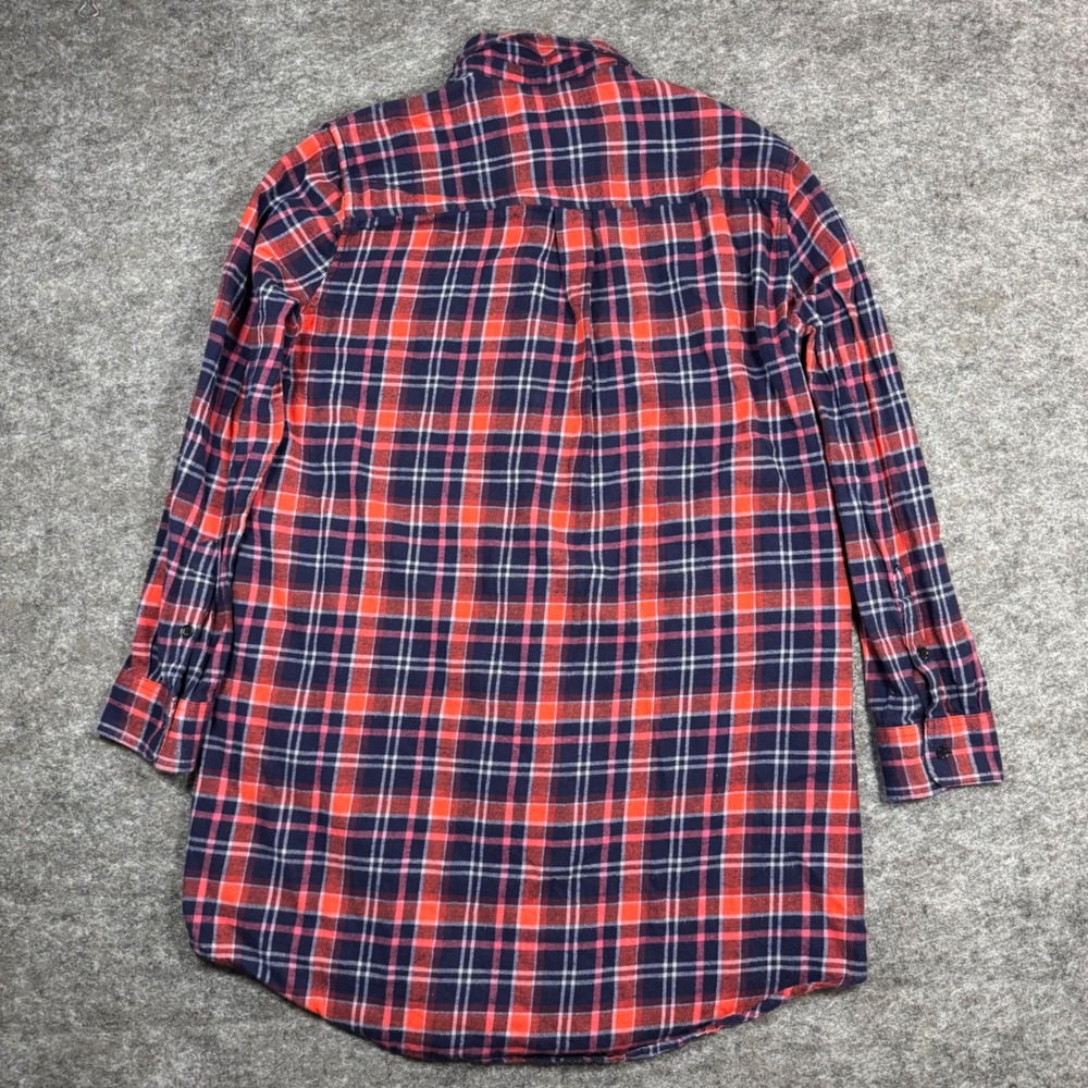 Pact Flannel Shirt Dress Womens L Organic Cotton Red Plaid Long Sleeve Tunic